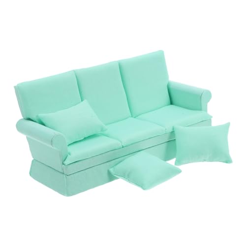 minkissy Mini Doll House Sofa Mini -Sofa für Puppen Modellsofa puppenhaus Wohnzimmer möbel Puppenhaus realistische Möbel Modellcouch Puppenstubensessel stoffsofa Polyester Himmelblau von minkissy