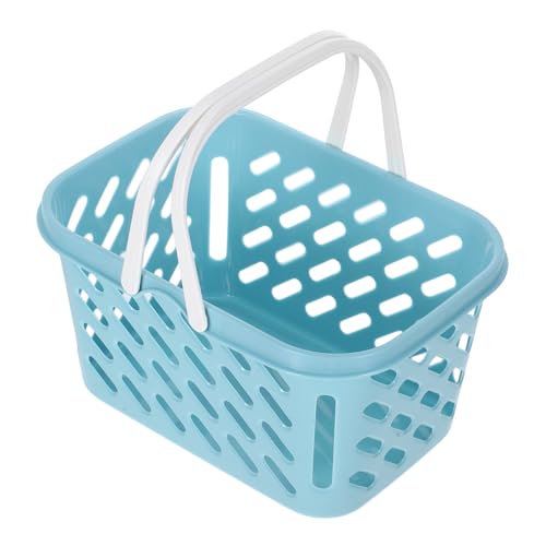 minkissy Mini Einkaufskorb für Puppenhaus Handgefertigtes Realistisches Zubehör Kreativität und Sozialen Fähigkeiten von Kindern für Miniaturen und Modellgestaltung Blau Klein von minkissy