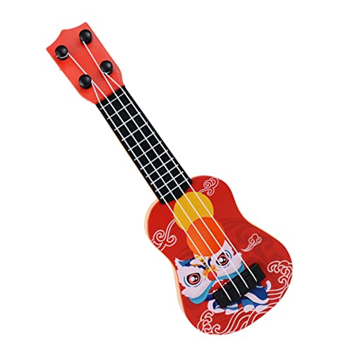 minkissy Mini Gitarre Modell Desktop Dekoration Holzspielzeug Ukulele Nachbildung für Mini Haus Zubehör und Fotorequisiten Handbemalbar Realistisches Design Tragbar von minkissy