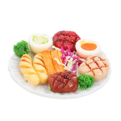 minkissy Mini Sandwich Steak Ei Brokkoli mit Keramikplatte Zubehör für Miniaturküchen und Kreatives für Fantasievolles Spiel minkissy Mini Sandwich Steak Ei Brokkoli mit Keramikplatte Zubehör für Miniaturküchen und Kreatives für Fantasievolles Spiel von minkissy
