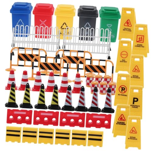 minkissy Mini Verkehrszeichen Spielset Teilig Lernspielzeug mit Straßensperren und Verkehrszeichen Robustes Kunststoffmaterial Leicht und Tragbar Fördert Fantasie und Kooperatives von minkissy