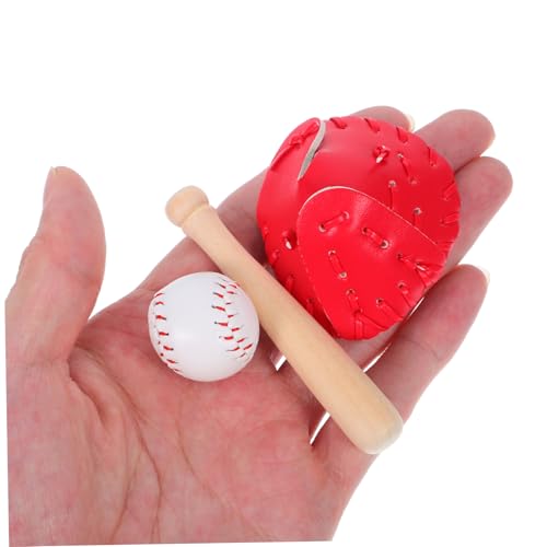 minkissy Miniatur Baseball Set Teilig Realistisch Gestaltete Puppenhaus Dekoration mit Schläger Handschuh und Ball Kreative Sportartikel für DIY Miniaturhäuser und Geschenkideen von minkissy