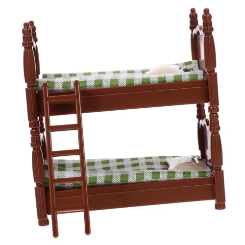minkissy Miniatur Etagenbett Puppenhaus Möbel Tragbares Kunststoff Mini Doppelbett Dekoratives Puppenbett Ornament für Puppenhaus Schlafzimmer Zubehör Realistische Verarbeitung von minkissy