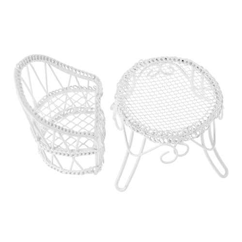 minkissy Miniatur Gartenmöbel Set Teilig Puppenhaus Zubehör Miniatur Tisch und Stuhl Set für Dekoration und Kleine Arbeitsfläche Vielseitig Nutzbar von minkissy