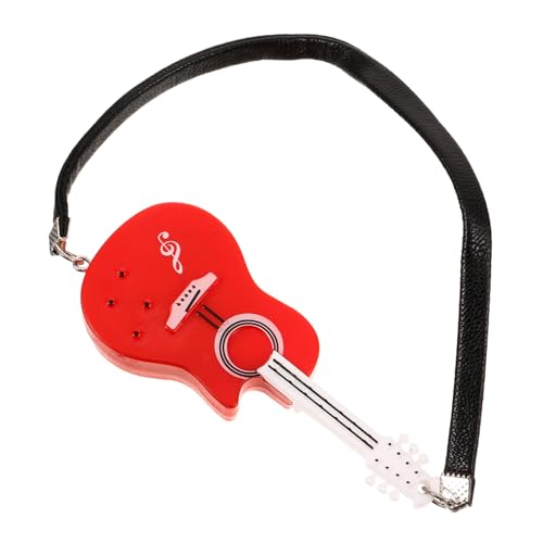 minkissy Miniatur Gitarren Deko Puppenhaus Zubehör Rotes für Puppen Leichte Figur Langlebig und Modisch für Wohn und Arbeitszimmer Dekoration von minkissy
