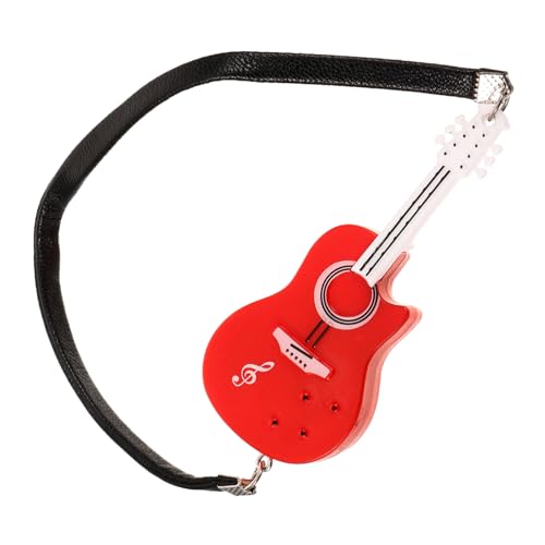 minkissy Miniatur Gitarrenmodell Rot Puppenhaus Dekoration Leichtes Kunststoffspielzeug für Puppen und Puppenfamilie Realistisches Design als Fotorequisite und Wohnaccessoire von minkissy