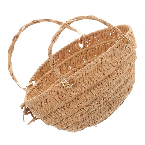 minkissy Miniatur Handgefertigte Strohtasche für Puppenhaus Zubehör Boho Stil Mini Strohtasche für Puppen und Aufbewahrung Robuste und Dekorative Mini Tasche für Kreative Szenen von minkissy