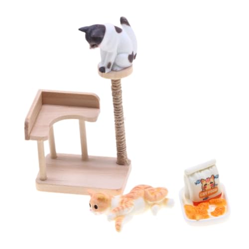 minkissy Miniatur Holz Katzenbaum Modell mit Realistischer Katzenfigur Dekoratives Puppenhaus Zubehör für DIY Mini Haus Handgefertigtes Kompaktes Holzspielzeug für Sammler und minkissy Miniatur Holz Katzenbaum Modell mit Realistischer Katzenfigur Dekoratives Puppenhaus Zubehör für DIY Mini Haus Handgefertigtes Kompaktes Holzspielzeug für Sammler und von minkissy