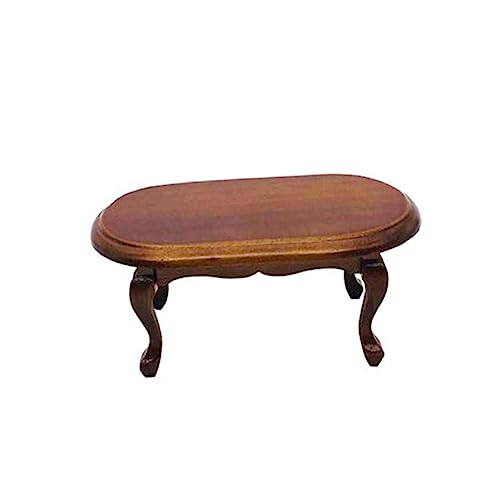 minkissy Miniatur Holz Ovaler Couchtisch Puppenhaus Möbel Miniatur Wohnzimmertisch Dekoration Leichtes Sicheres Design für Puppenhaus Wohnzimmer Zubehör von minkissy