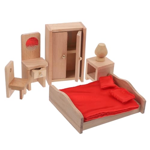 minkissy Miniatur Holz Puppenhaus Möbel Kleines Holzspielzeug mit Realistischen Robusten Möbeln für Geeignet als Puppenhaus Zubehör Dekoration und Rollenspiel Natürliche Farben Glatte von minkissy