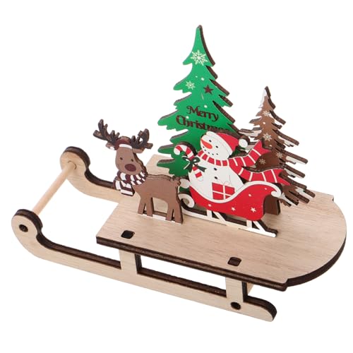 minkissy Miniatur Holz Schlitten Weihnachtsdekoration mit Schneemann und Rentier Handgefertigte Weihnachtsanhänger aus Holz Vielseitiger Tisch und Baumschmuck für Festliche minkissy Miniatur Holz Schlitten Weihnachtsdekoration mit Schneemann und Rentier Handgefertigte Weihnachtsanhänger aus Holz Vielseitiger Tisch und Baumschmuck für Festliche von minkissy