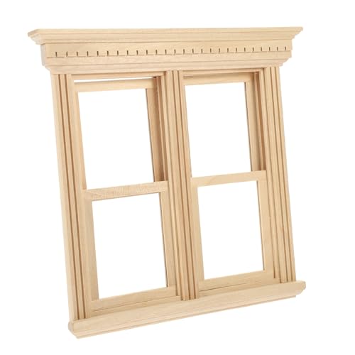 minkissy Miniatur Holzfensterrahmen Puppenhaus Fenstermodell aus Holz Kreative Miniatur Fenster Dekoration für Puppenhaus Möbel Geeignet für Miniaturhaus DIY Bastelzubehör Detailreich und von minkissy