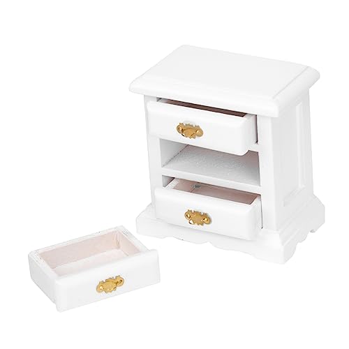 minkissy Miniatur Holzkommode Weiß Miniaturmöbel Modell Schubladenschrank Puppenhaus Dekoration Glatte Oberfläche Kinderfreundlich Vielseitig Einsetzbar von minkissy
