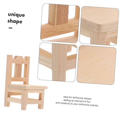 minkissy Miniatur Holzstuhl Miniaturmöbel für Puppenhaus Naturfarbener Kleiner Hocker Vielseitig Einsetzbar für Puppenhaus Küche Schlafzimmer und Garten Dekoration Detailreich und von minkissy