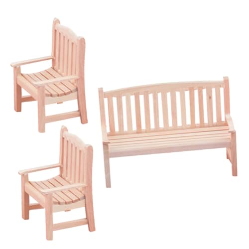 minkissy Miniatur Holzstuhl Teilig Puppenhaus Möbel Natürliche Farbe Realistische Miniatur Sitzbank für DIY Puppenzubehör Vielseitige Miniaturmöbel für Puppenhaus Dekoration von minkissy