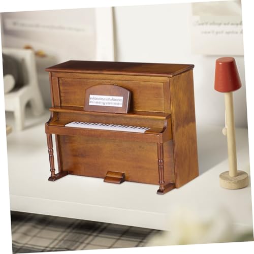 minkissy Miniatur Klavier mit Hocker aus Stabilem Holz Puppenhaus Zubehör Handgefertigt Naturfarben Detailgetreu Mini Haus Dekoration für Miniaturmöbel und Kleine Wohnwelten von minkissy