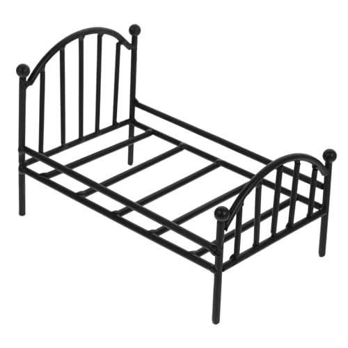 minkissy Miniatur Metallbett Rahmen Pflanzenständer Schwarzer Miniaturbett Rahmen aus Puppenhaus Schlafzimmer Möbel Zubehör für Miniaturhäuser Robust und Dekorativ von minkissy