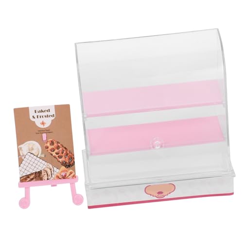 minkissy Miniatur Puppenhaus Bäckerei Schrank Abs Material Leichtes Kuchen Display Dekorativ und Vielseitig für Puppenhaus Küche DIY Miniatur Möbel Detailreiche Handwerkskunst Rosa Kuchen von minkissy