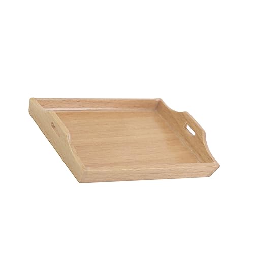 minkissy Miniatur Puppenhaus Holztablett Große Serviertablett für Puppenhaus Küche Essenszubehör Beech Material Einfach zu Lagern und Verwenden von minkissy