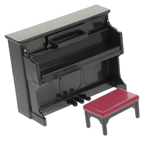 minkissy Miniatur Puppenhaus Klavier Dekoratives Mini Piano mit Hocker und Notenblatt Kunststoff Modellspielzeug für Puppenmöbel Kreative DIY Deko und Fotorequisite Schwarz Teilig von minkissy