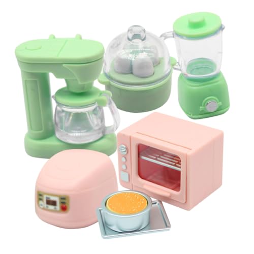 minkissy Miniatur Puppenhaus Küchenzubehör Set Teilig Stabile PP Küchenwerkzeuge Miniatur Backofen und Kaffeemaschine Detailgetreu und Tragbar Geeignet als Puppenmöbel Dekoration von minkissy