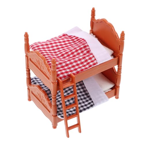 minkissy Miniatur Puppenhaus Mini Bett Doppelstockbett Simulation Mini Stockbett Möbel für Kinderzimmer Dekoration Robust Leicht und Langlebig von minkissy