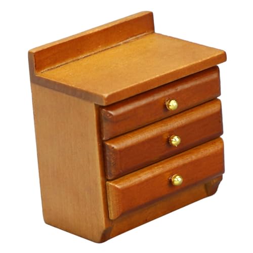 minkissy Miniatur Puppenhaus Möbel Nachttisch aus Hochwertigem Holz Robustes Bedside Table Model Vielseitige Dekoration für Puppenhaus und DIY Wohnszenen von minkissy