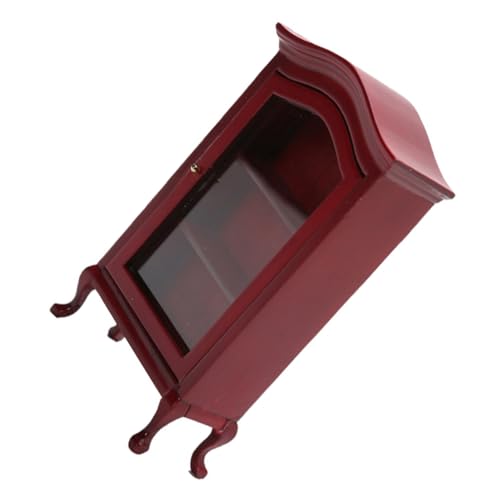 minkissy Miniatur Puppenhaus Möbel Rotes Bücherregal Modell Detailgetreue Miniatur Vitrine Dekoration für Puppenhaus Zimmer Einrichtung Sammler von minkissy