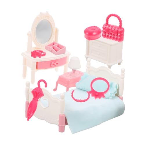 minkissy Miniatur Puppenhaus Möbel Set Realistische DIY Schlafzimmer Einrichtung für Kreative Rollenspiele aus Stabilem Material für Dekoration und Spielzeugzubehör von minkissy