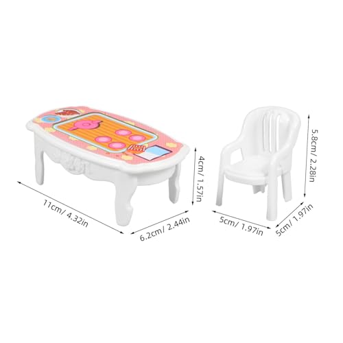 minkissy Miniatur Puppenhaus Möbel Teilig Mini Esstisch und Stühle Realistische Bruchfeste DIY Puppenhaus Accessoires Glatte Oberfläche für Bastelset und Fotorequisiten von minkissy