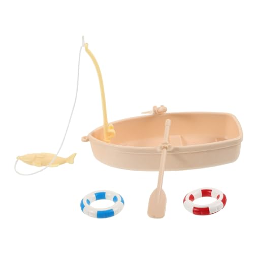 minkissy Miniatur Strandboot Set mit Rettungsring und Paddel Sommerliche Puppenhaus Deko Mikro Szene Strandaccessoires für DIY Fairy Garden und Mini Garten Ornamente von minkissy