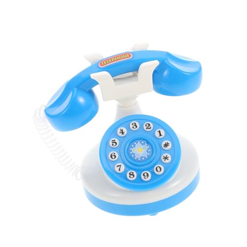 minkissy Retro Spielzeugtelefon für Kleinkinder Lerntelefon ohne Batterien Tragbar Interaktives Rollenspielspielzeug Blau von minkissy