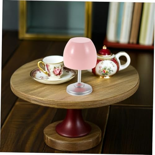 minkissy Miniatur Tischlampe Puppenhaus Deko Mini LED Lampe Warmes Licht Realistische Möbel Zubehör Für Puppenhaus Szenenbau Rosa von minkissy