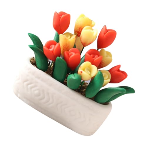 minkissy Miniatur Tulpen Bonsai Dekoration Puppenhaus Pflanzenmodell Künstliche Mini Topfpflanze DIY Bastelset Leichte Realistische Miniaturpflanze für Puppenhaus Deko Rot Gelb minkissy Miniatur Tulpen Bonsai Dekoration Puppenhaus Pflanzenmodell Künstliche Mini Topfpflanze DIY Bastelset Leichte Realistische Miniaturpflanze für Puppenhaus Deko Rot Gelb von minkissy