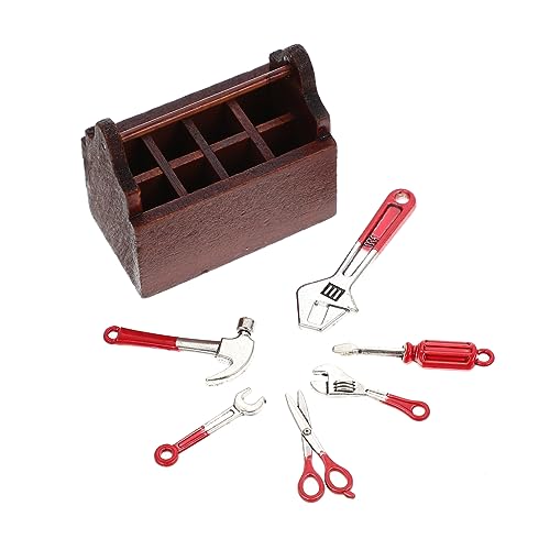 minkissy Miniatur Werkzeugkasten Set aus Robustem Legierungs und Holzmaterial Teiliges DIY Puppenhaus Werkzeug Kit Lebensechte Miniatur Werkzeuge für Tiny House Dekoration zum Basteln und minkissy Miniatur Werkzeugkasten Set aus Robustem Legierungs und Holzmaterial Teiliges DIY Puppenhaus Werkzeug Kit Lebensechte Miniatur Werkzeuge für Tiny House Dekoration zum Basteln und von minkissy