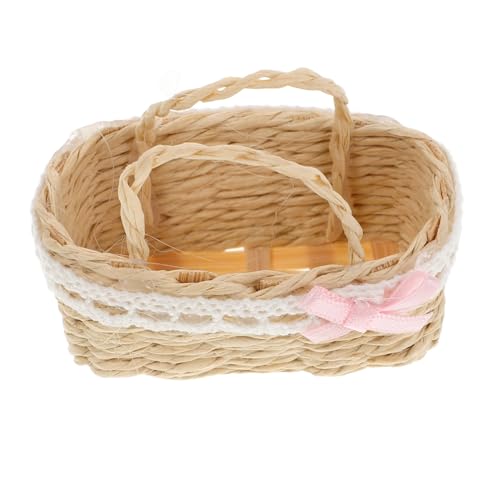 minkissy Miniaturkorb Puppenhaus Dekoration Handgefertigter Kleiner Blumenträger Kompakter Winziger Aufbewahrungskorb Vielseitiges Mini Modell für Kleine Räume und Verspielte Einrichtung von minkissy