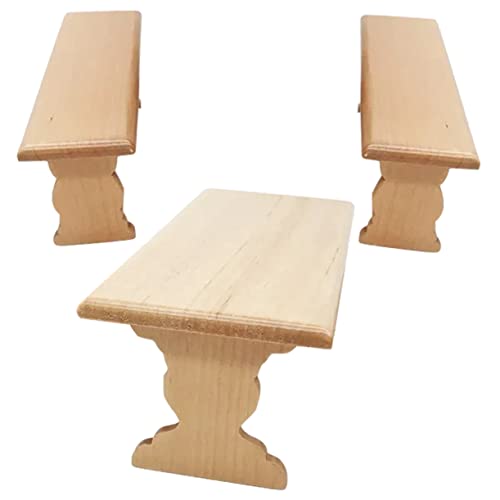 minkissy Miniaturmöbel Set für Puppenhaus Maßstab Tisch und Bänke Holz Zubehör für Miniaturhäuser Dekorationsset für Detailverliebte minkissy Miniaturmöbel Set für Puppenhaus Maßstab Tisch und Bänke Holz Zubehör für Miniaturhäuser Dekorationsset für Detailverliebte von minkissy