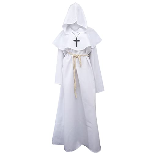 minkissy Mittelalterliche Kapuzenmönch Robe für Halloween Cosplay Gewand für Männer und Frauen Renaissance Kostüm Retro Kapuzencloak für Partys und Fotos Verarbeitung für Feiern von minkissy