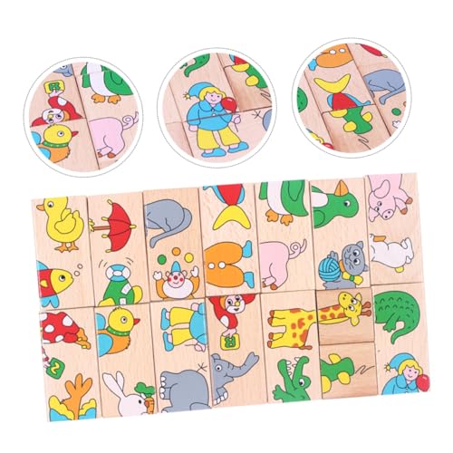minkissy Montessori Domino Holzpuzzle Tiermotive Lernspielzeug Interaktives Pädagogisches für Mädchen Jungen Frühe Entwicklung Geburtstagsgeschenk von minkissy