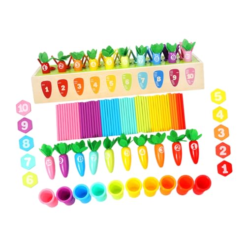 minkissy Montessori Holzspielzeug Karotten Form Zahlen Sortierblöcke Lernspielzeug für Ab Jahren zur Motorik und Sozialkompetenz Sicheres Vielseitiges Montessori Frühförderungsspielzeug von minkissy