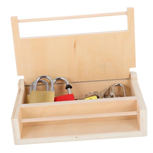minkissy Montessori Holzspielzeug Set für Kleinkinder Pädagogische Schlossspielzeuge mit Verschiedenen Schlössern Interaktives Feinmotorik und Geduld für Eltern Junge Mädchen Interaktion von minkissy