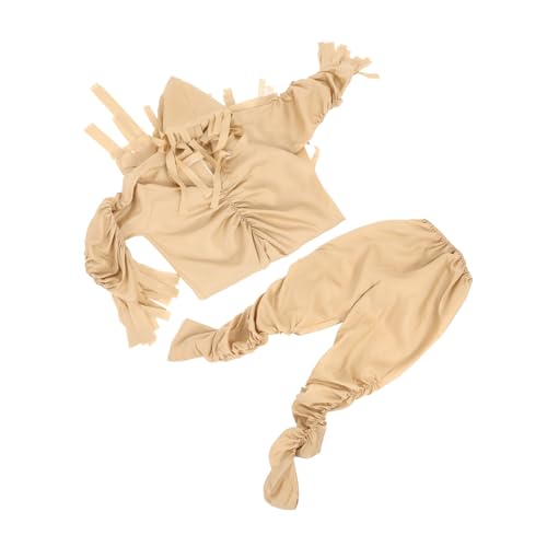 minkissy Mumienkostüm für Erwachsene Halloween Kostüm Beige mit Elastischer Hose und Zerrissener Oberteil für Kostümparty Bühnenauftritt und Verkleidung von minkissy