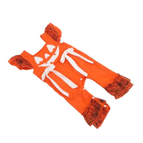 minkissy Neugeborenen Halloween Jumpsuit Kürbis Motiv Ärmellos Strampler Einteiler Praktisch für Wickelzeiten Festliches Kostüm für Jungen Mädchen Monate von minkissy