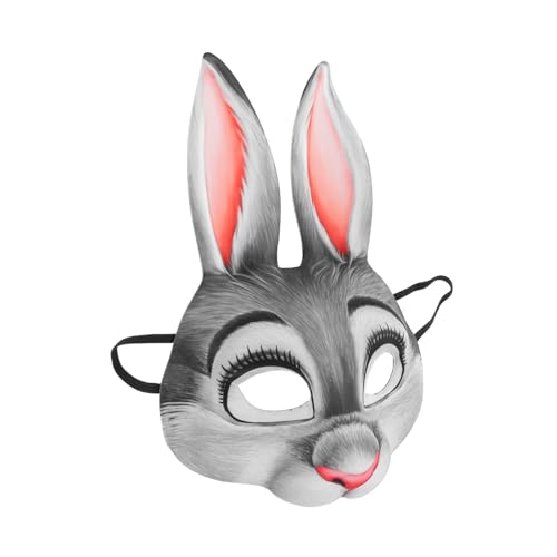 minkissy Niedliche Hasenmaske Halbgesichtsmaske mit Kaninchenohren Karneval Halloween Cosplay Party Tiermaske für Damen Herren Maskerade und Themenveranstaltungen von minkissy