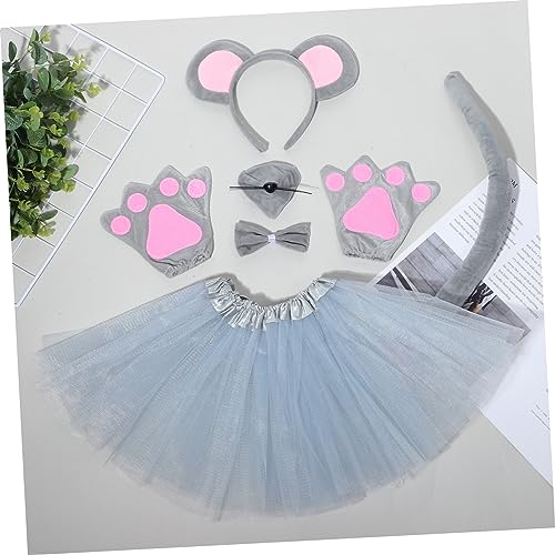 minkissy Niedliches Kostüm Set Teilig mit Ohren Fliege Handschuhen und Tüllrock für Damen Halloween Karneval Geburtstag Party Zubehör von minkissy