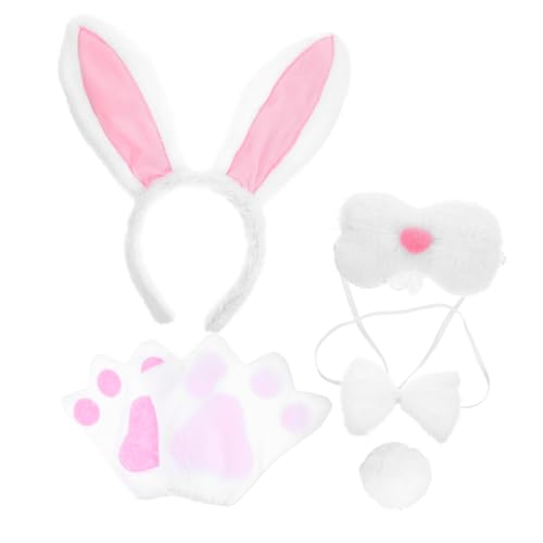 minkissy Osterhasen Kostümset für Mädchen Leichtes Hasenohren Haarreif Set mit Weißem Kaninchen Nasen Bogen und Handschuhen Wiederverwendbares Bunny Cosplay für Party Bühne und minkissy Osterhasen Kostümset für Mädchen Leichtes Hasenohren Haarreif Set mit Weißem Kaninchen Nasen Bogen und Handschuhen Wiederverwendbares Bunny Cosplay für Party Bühne und von minkissy