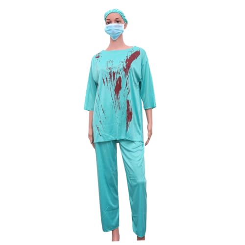 minkissy Performance Nurse Requisiten Kostüm Arzt Kostüme Halloweenkostüm Halloween -kostüm Kleidung Halloween-todeskostüm Performance Requisiten Blau von minkissy
