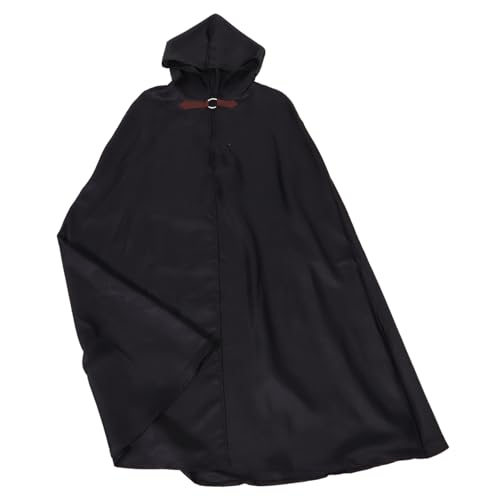 minkissy Piratenumhang männlicher Renaissance -Umhang Halloween-Umhang mit Kapuze Halloween-Kostüm für Herren Mantel Kleidung mittelalterlicher Mantel Mantel-Outfit Polyester Schwarz von minkissy