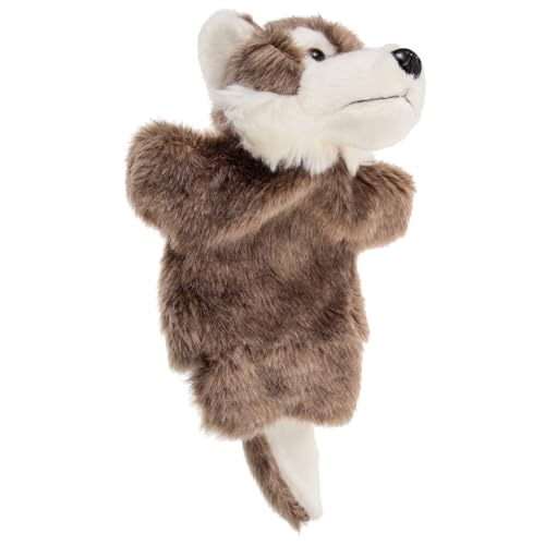 minkissy Plüsch Handpuppe Wolf Grauer Cartoon Tier Handspielzeug für Interaktives Storytelling Puppentheater Frühpädagogisches Lernspielzeug Eltern Junge Mädchen Kommunikation von minkissy
