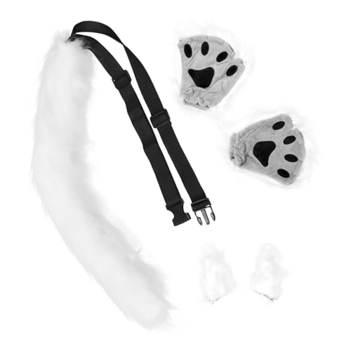 minkissy Plüsch Tierohren mit und Pfoten Halloween Cosplay Kostüm Zubehör Weiches Abnehmbares Accessoire für Party Bühnenauftritt Katzen und Fuchs Design Vielseitig Kombinierbar von minkissy